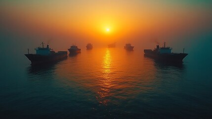 Fototapeta premium Portside View of the Arabian Sea at Sunset