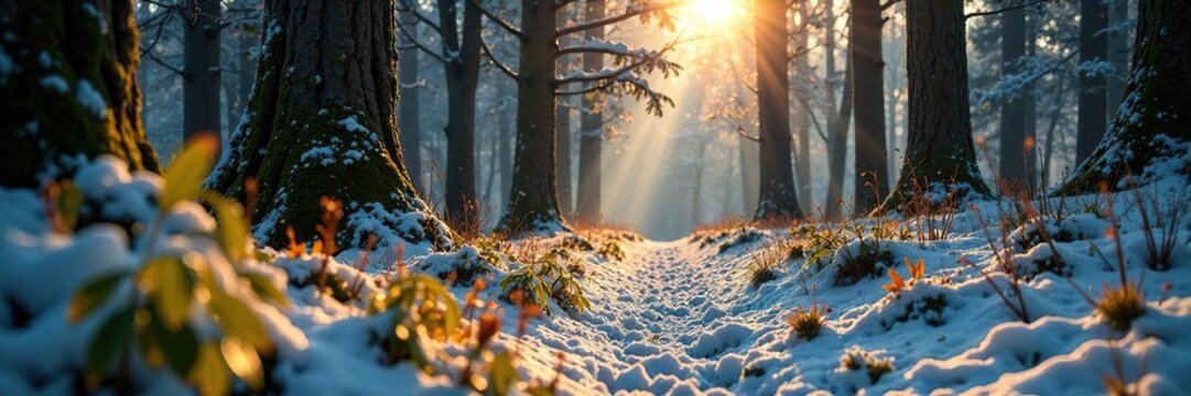 Radial angeordnete Tannenzweige in einem Winterwald, tannenflora, gr?nland