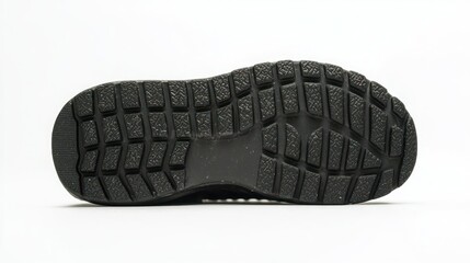Close-up of a shoe sole showing detailed tread pattern on a white background.