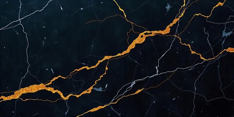 Luxurious Black Marble with Gold Veins Background
