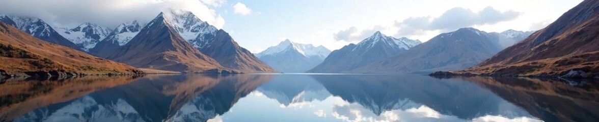 Towering mountain peaks of Garbh Choire Mor, reflected in the still loch water, mountains, peaks