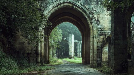 Fototapeta premium Ancient Stone Archway Leading to Mysterious Ruins