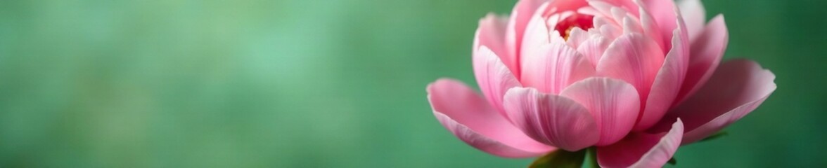 Obraz premium Image of large peony in bloom against a subtle green background, bloom, floral