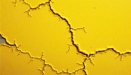 Obraz premium Detail of yellow rough plaster with fine cracks and dirt, crack, worn, dirt