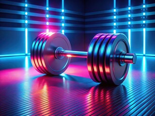Neon Dumbbell Fitness Tech: Glowing Workout Equipment, Modern Gym Aesthetics, Futuristic Fitness