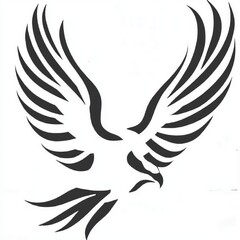 Obraz premium Abstract Black and White Eagle Design, Soaring Bird Artwork
