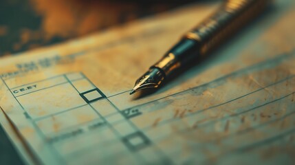 Close up of a pen on a sheet of paper