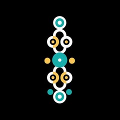 Abstract Circular Pattern Design with Teal and Gold Accents