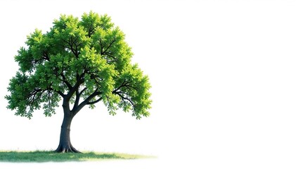 Long, slender tree branches on white background, foliage, natural landscape