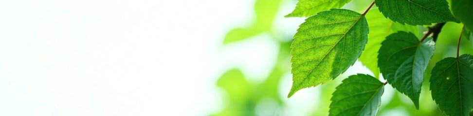 Fototapeta premium Majestic green leaves of sacred fig tree against white backdrop, nature, botanical
