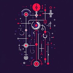 Fototapeta premium Abstract Geometric Network Design Red and Purple