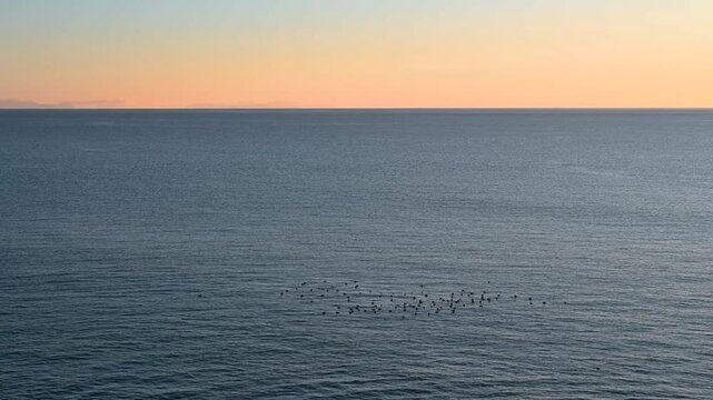 Panoramic view of the ocean with sunrise scene on Arnarstapi, Iceland