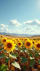Fototapeta premium Sunflower plants in a dry and barren field after harvest, barren landscape, autumn landscape, dry field