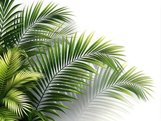 Fototapeta premium Realistic Palm Leaves & Shrubs Corner Silhouette PNG - High-Detail Isolated Background