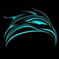 Obraz premium Abstract Teal and Black Swirling Design Element