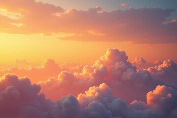 Gentle clouds drift lazily across a warm orange sky, warm, serene, orange sky