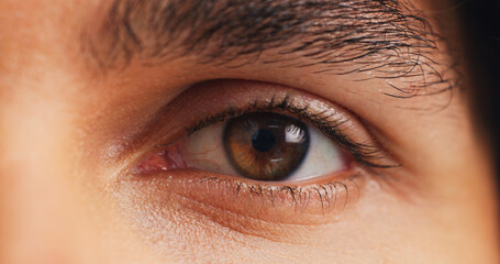 Eye care, vision and health closeup of person for ophthalmology, perception and contact lenses....