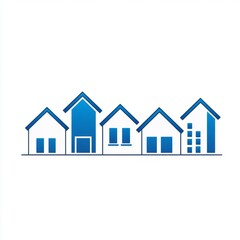Blue House Row Modern Real Estate Development Icon