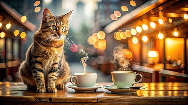 Cozy cat cafe, long exposure magic. Adopt, foster, or enjoy a purrfect cup! - Powered by Adobe