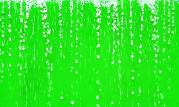 Rain on a green screen for chroma key editing