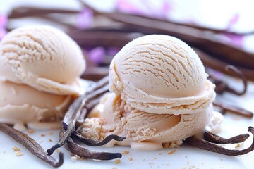 Vanilla ice cream flavor cut out on a white background