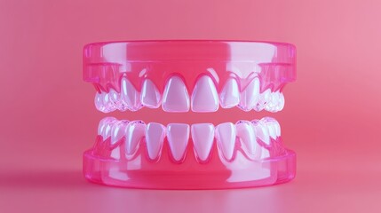 Realistic dental model showcases vibrant teeth and gum structure, highlighting oral hygiene and dental care concepts.
