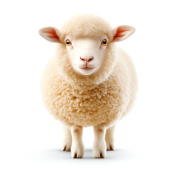 Fototapeta premium A cute, fluffy sheep standing proudly with a soft wool coat.