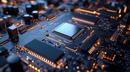 Obraz premium State-of-the-art motherboard assembly in tech manufacturing