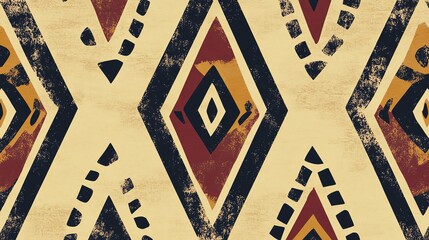 Tribalinspired pattern with earthy tones and angular shapes, pattern, cultural and artisanal vibes