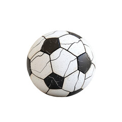 Fototapeta premium Realistic Soccer Ball with Detailed Texture and Cracks on Surface for Sports and Recreational Activities in a White and Black Design