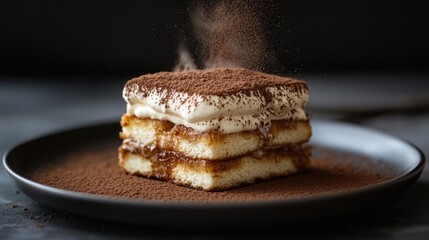 Delicious Tiramisu Dessert with Cocoa Powder