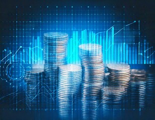 グラフとコインのビジネスイメージ