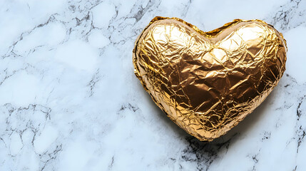 Gold Foil Heart on Marble Background Illustration