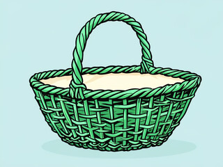 Fototapeta premium Single wicker basket, woven, handmade traditional design, panier enosier, cesta demimbre, cesta devime, korb ausweide, cesta divimini, tokri