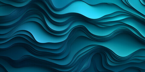 Fototapeta premium Abstract layered waves in varying shades of blue and teal.