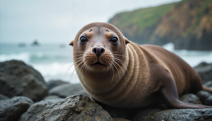 navy seal inquisitive expression, showcasing the unique characteristics and behaviors of marine mammals.