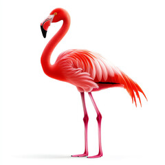 A vibrant flamingo standing elegantly on one leg, showcasing its stunning plumage.