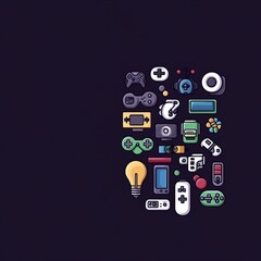 Fototapeta premium Colorful Gadget and Controller Icon Collection