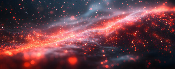 Fototapeta premium A cosmic scene featuring glowing particles and waves of light.