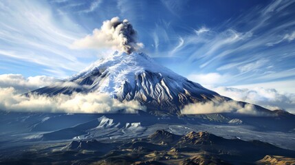 Erupting Tungurahua Volcano in Ecuador's Scenic Landscape