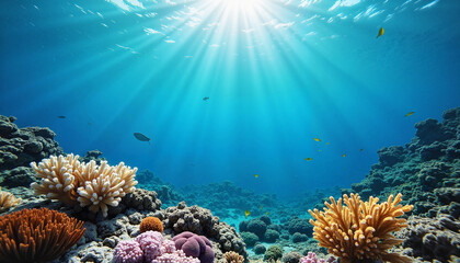 Vibrant Coral Reef Ecosystem in Crystal Clear Waters