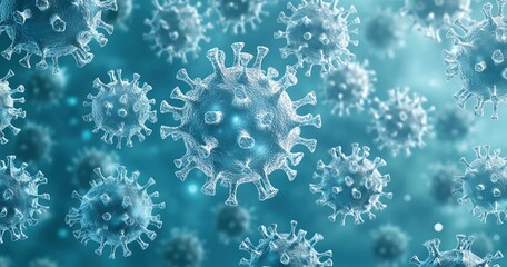 Naklejka premium Microscopic Virus Particles: Structure, Replication, and Transmission Unveiled