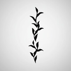 Elegant Black Silhouette of a Vertical Plant Branch