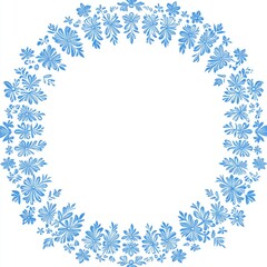 Elegant Blue Floral Wreath Frame Design Element (1)