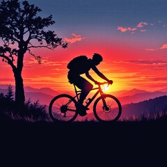 A man cycling against a stunning sunset backdrop, capturing the essence of freedom and adventure in the great outdoors.