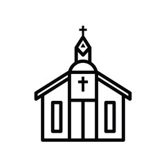 high quality modern church line icon  with minimalist design for digital and print projects