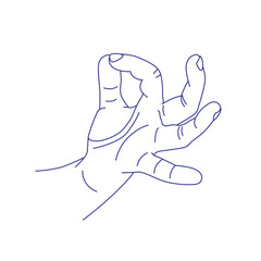 Hand gesture. Contour vector illustration. Index, middle, ring, little fingers and thumb