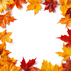 Colorful autumn leaves frame a blank space, perfect for seasonal designs and projects.