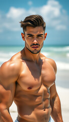 a hot man at the beach