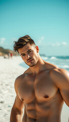 a hot man at the beach